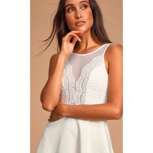 Lulus I Promise White Lace Skater Dress